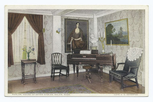 Parlor (flower in window at left), House of Seven Gables, Salem, Mass.
