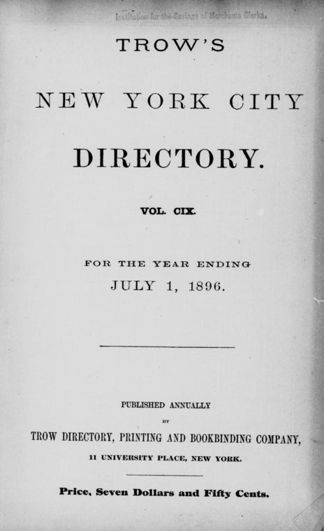 New York City directory: for the year ending July 1, 1896
