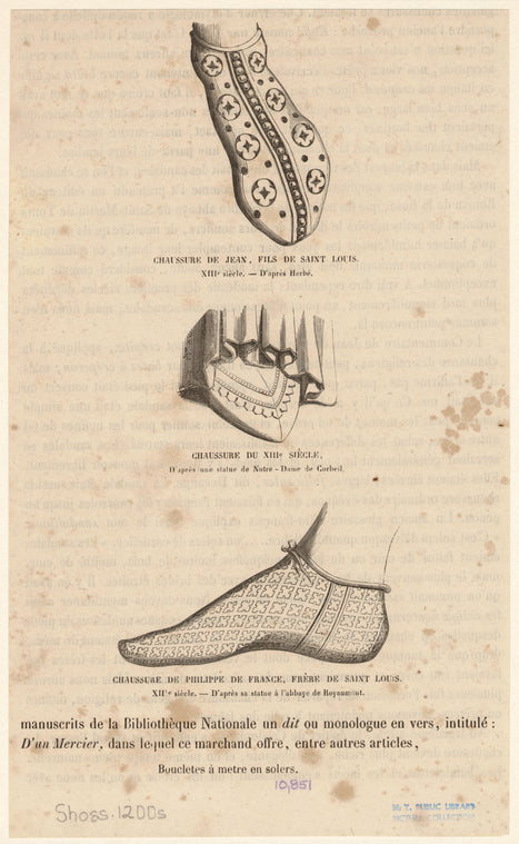 Chaussure de Jean, fils de Saint Louis ; Chaussure du XIIIe siècle ; Chaussure de Philippe de France, frère de Saint Louis