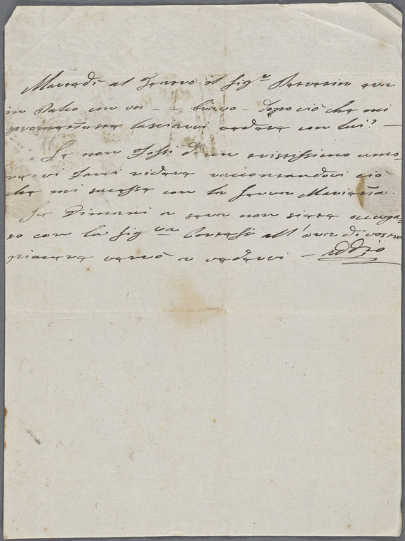 Autograph letter unsigned to Lord Byron, ?January-?March 1818