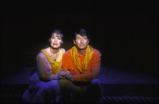 Actors Nancy Ringham and Mac Davis in a scene from the first replacement cast of the Broadway musical "The Will Rogers Follies." (New York)