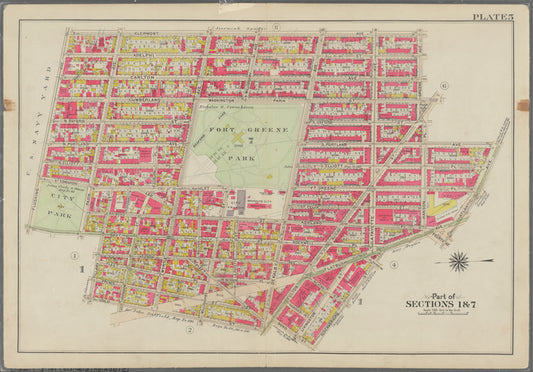 Bounded by Clermont Avenue, Greene Avenue, S. Portland Avenue, Atlantic Avenue, Fourth Avenue, Flatbush Avenue, Schermerhorn Street, Bond Street, Dekalb Avenue, Gold Street, Tillary Street, Navy Street & Flushing Avenue: Part of Sections 1&7