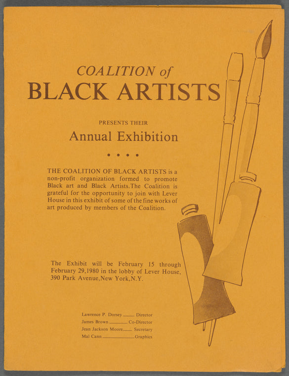 Leaflet announcing annual exhibion of the Coalition of Black Artists