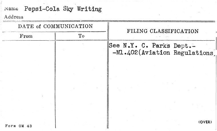 Pepsi-Cola Sky Writing