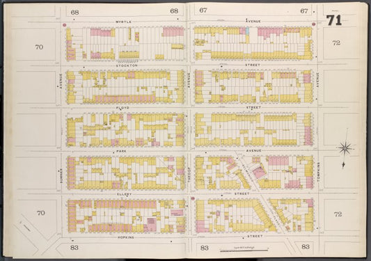 Brooklyn V. 3, Double Page Plate No. 71 [Map bounded by Myrtle Ave., Tompkins Ave., Hopkins St., Sumner Ave.]
