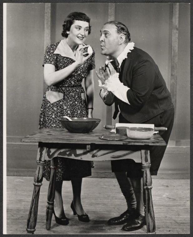 Zero Mostel [right] and unidentified in the stage production Once Over Lightly