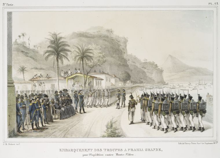 Embarquement des troupes à Prahia-Grande, pour l'expédition contre Monte-Video.