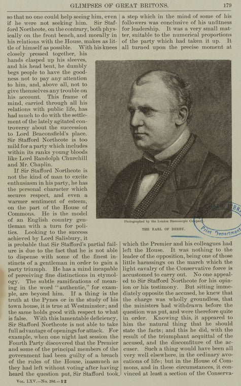 Edward Smith Stanley, 14th Earl of Derby.