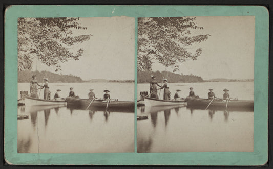 Women boating on lake, Monticello, N.Y.