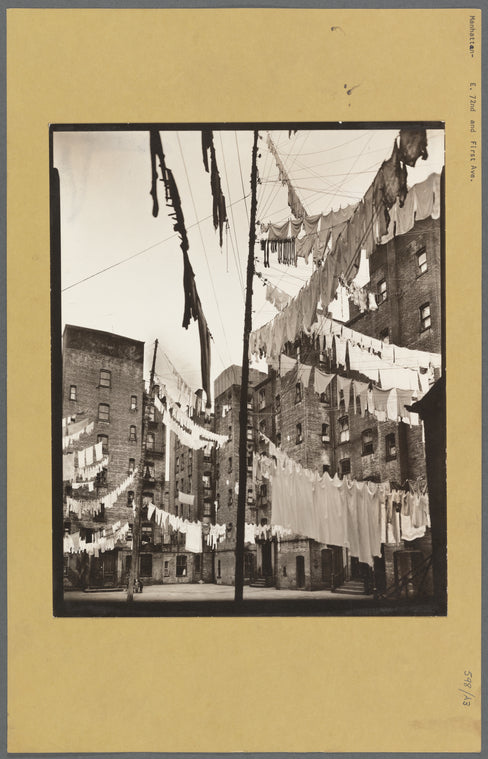 Court of first model tenement house in New York