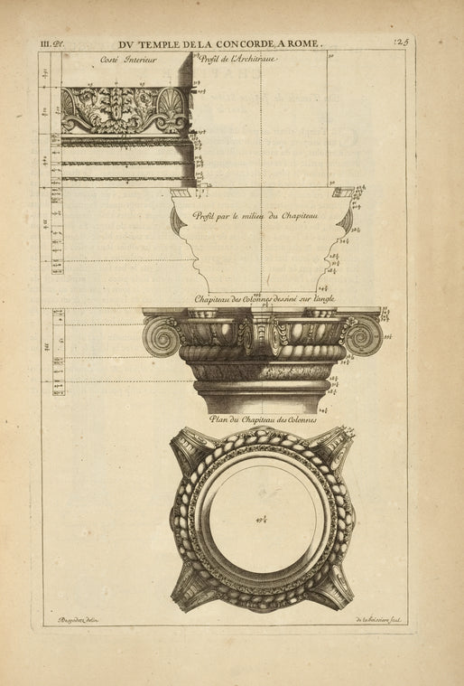 Du temple de la concorde, à Rome; costé interieur; profil de l'architrave; [...]