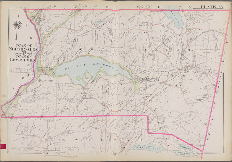 Westchester, V. 2, Double Page Plate No. 43 [Map bounded by Putnam County, State of Connecticut, Lewisboto, Somers]