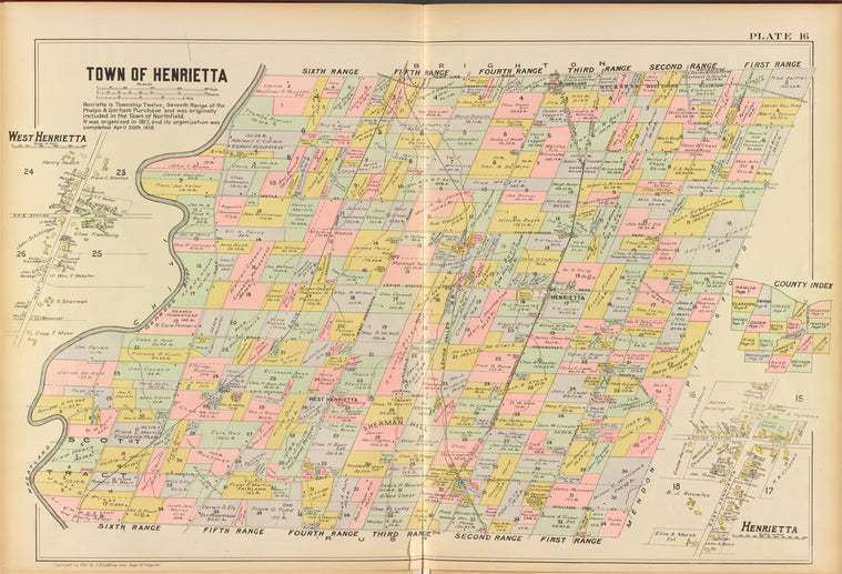 Monroe County, Double Page Plate No. 16  [Map of town of Henrietta, W. Henrietta]