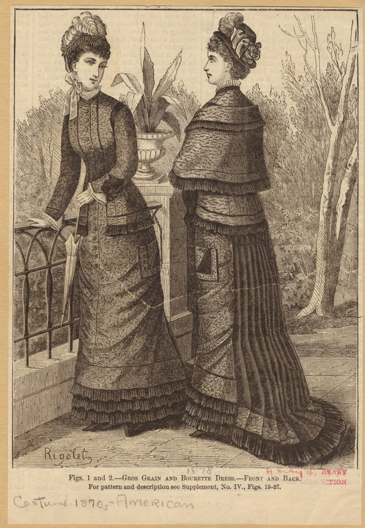Gros grain and bourette dress -- front and back