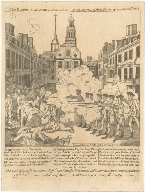The bloody massacre perpetrated in King Street, Boston, on March 5th, 1770 by a party of the 29th Reg.t.
