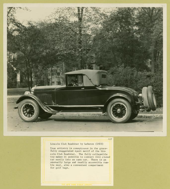 Lincoln club roadster by LeBaron (1925).