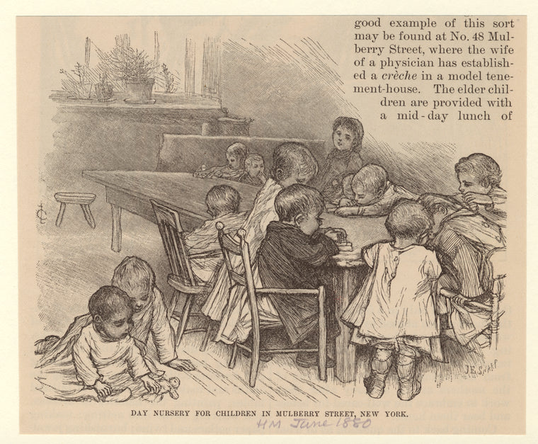 Day nursery for children in Mulberry Street, New York