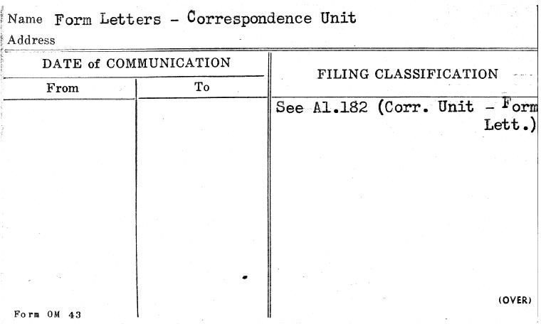 Form Letters - Correspondence Unit