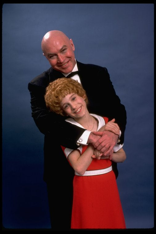 Sarah Jessica Parker as Annie and Reid Shelton as Daddy Warbucks in a scene from the Broadway production of the musical "Annie."