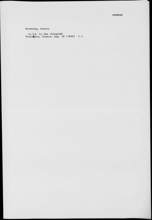 [Blagden], Isa. ALS to