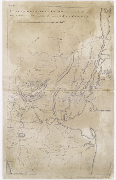 A plan of the northern part of New Jersey : shewing the positions of the American and British armies after crossing the North River in 1776