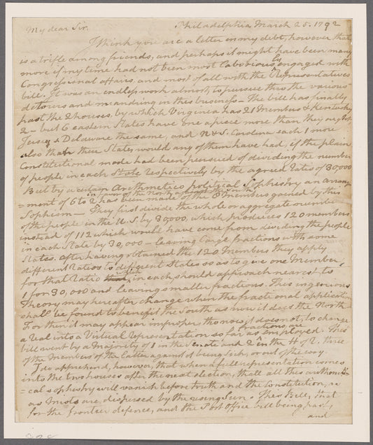 Lee, Richard Henry. Philadelphia. To General Henry Lee