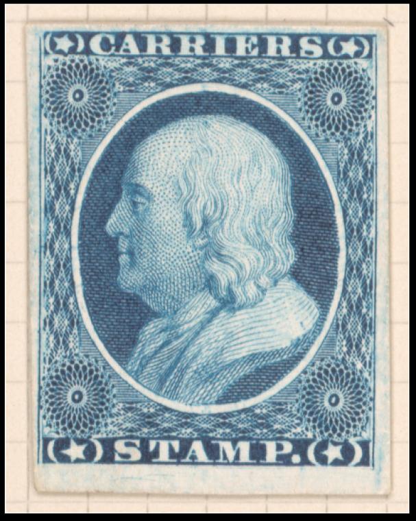 1c blue Franklin carrier plate proof single