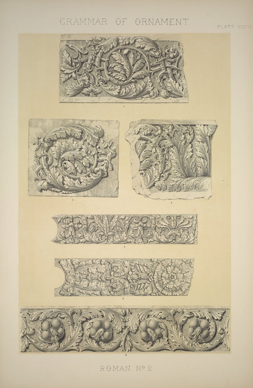 Roman no. 2: Roman ornaments from casts in the Museo Bresciano.