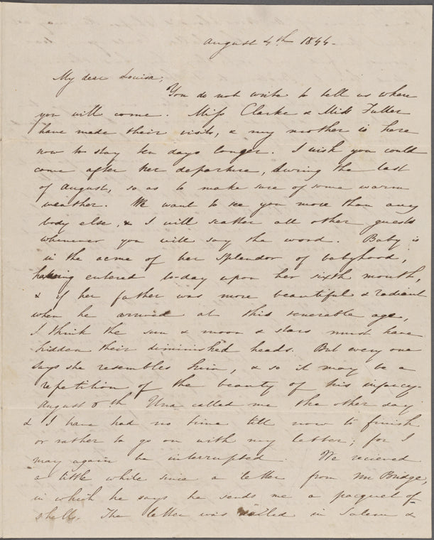Hawthorne, Maria Louisa, ALS to, with postscript by Nathaniel Hawthorne. Aug. 4, 1844.