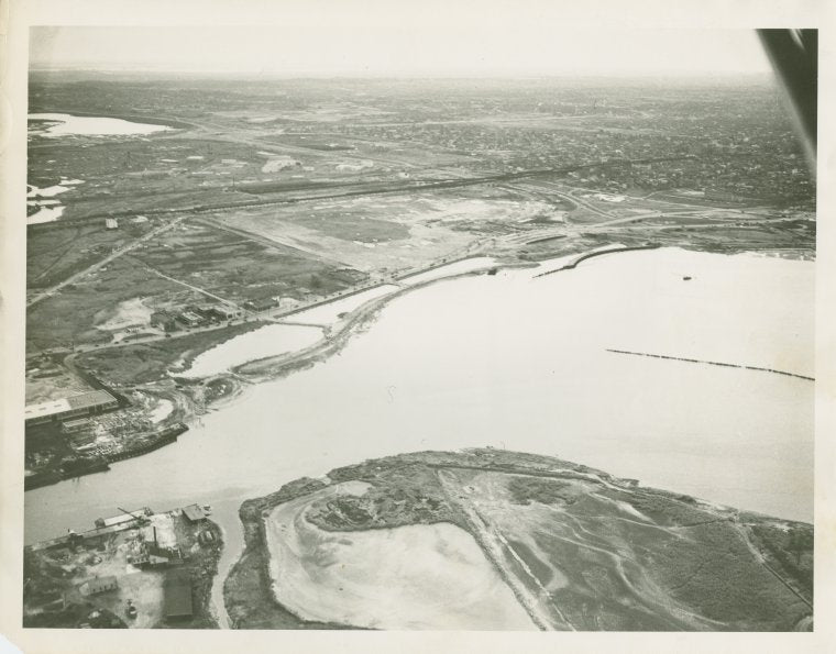Fairgrounds - Views - Aerial - Flushing Bay showing fill for new shoreline