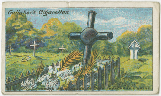 Cross made of shells over Frenchman's grave.