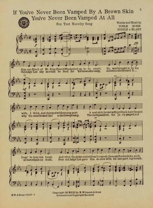 If you've never been vamped by a brown skin, you've never been vamped at all : fox trot novelty song
