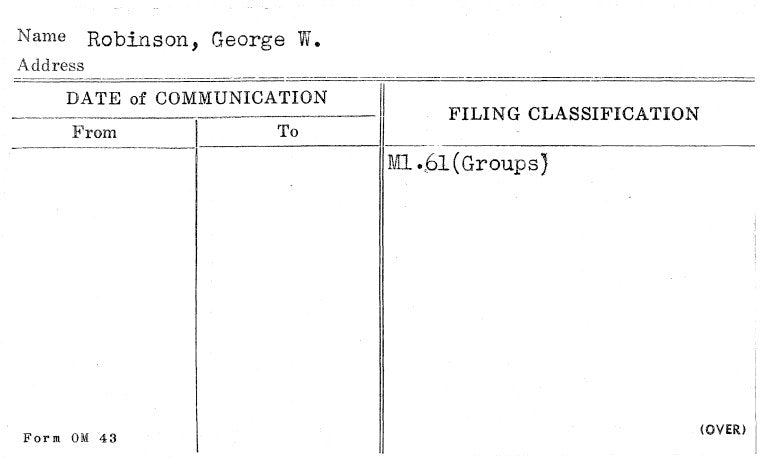 Robinson, George W.
