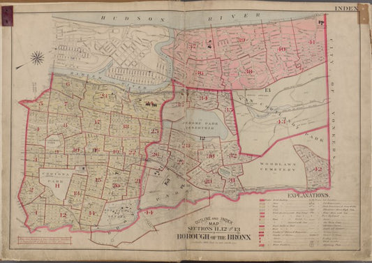 Outline and Index Map, Sections 11, 12 and 13, Borough of the Bronx