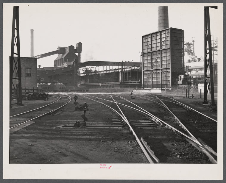 Hanna furnaces of the Great Lakes Steel Corporation. Detroit, Michigan. General view of coke oven and quenching tower.
