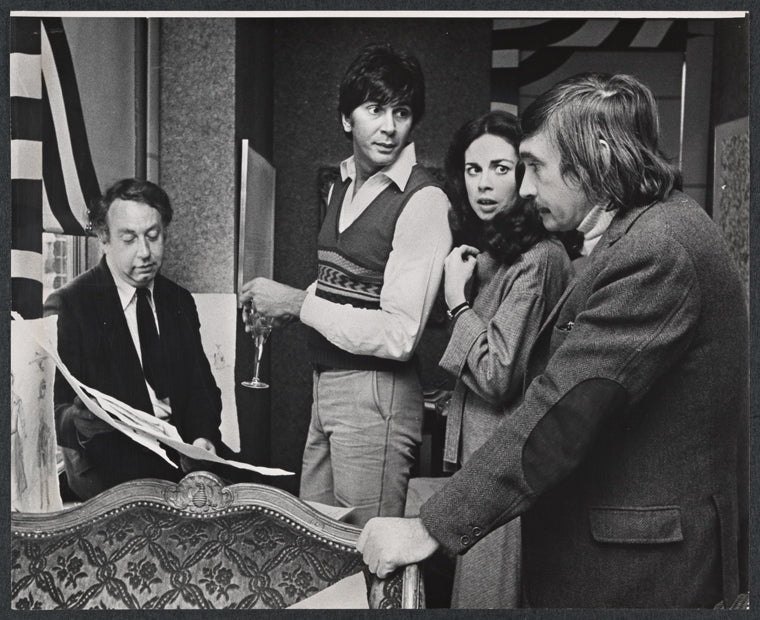 Fred Voelpel, Frank Langella, Maureen Anderman and Edward Albee in rehearsal for the stage production Seascape