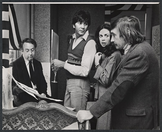Fred Voelpel, Frank Langella, Maureen Anderman and Edward Albee in rehearsal for the stage production Seascape