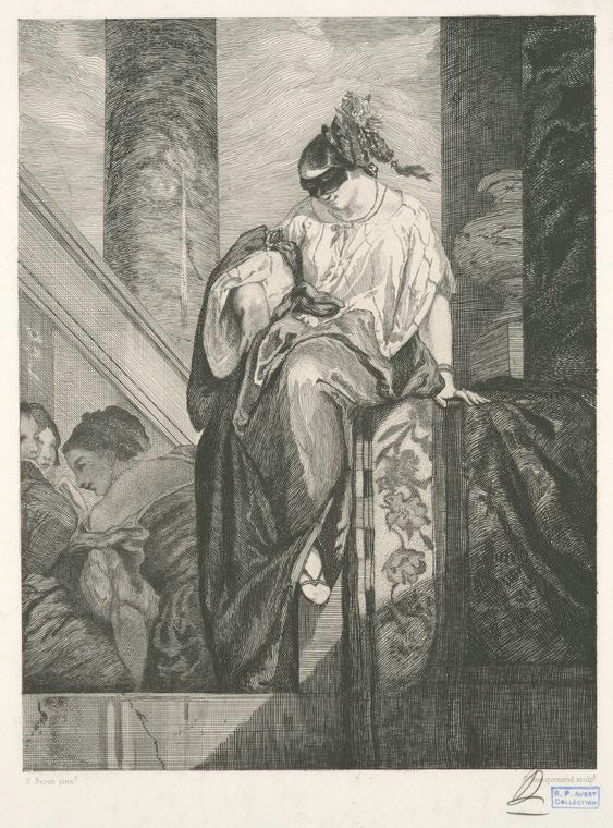La femme au masque de velours, d'après Henri Baron.