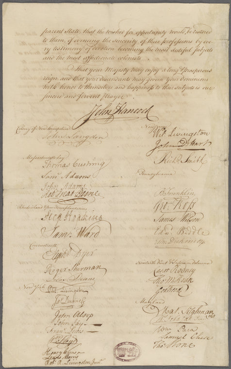 Petition to George III, King of Great Britain, 1775