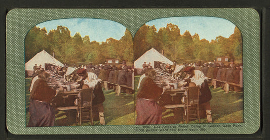 Los Angeles relief camp in Golden Gate Park. 10,000 people were fed there every day.