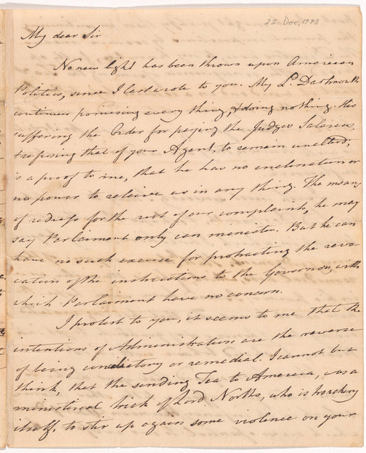 Letter from Arthur Lee