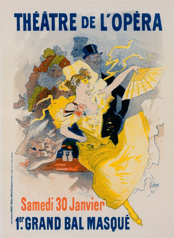 Affiche pour le "Théâtre de l'Opéra. Samedi 30 Janvier 1897. Premier Grand Bal Masqué".