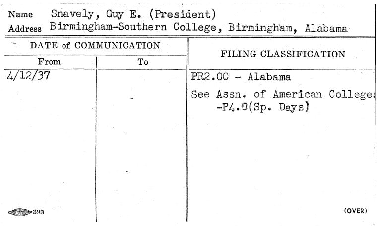 Snavely, Guy E. (President)