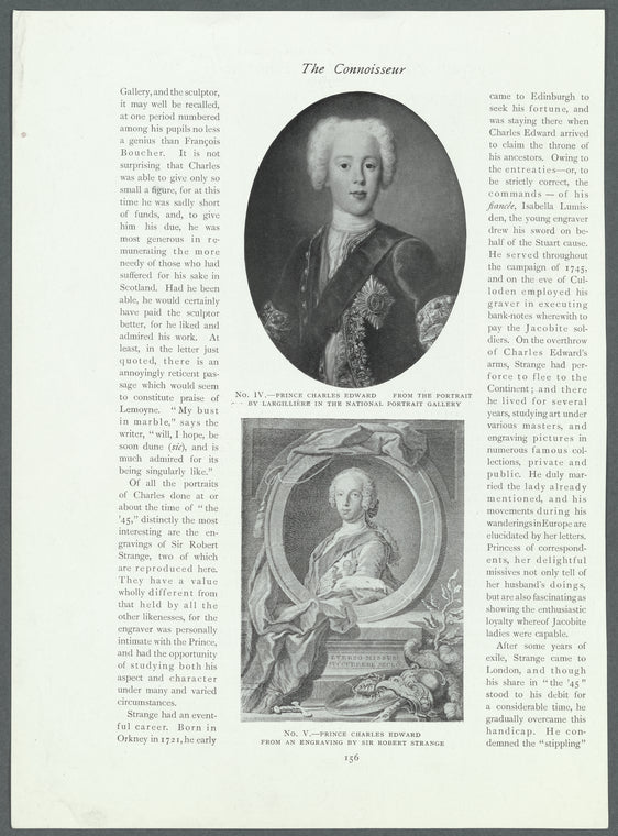 No IV.- Prince Charles Edward from the portrait by Largillière in the National Portrait Gallery.  No. V.--Prince Charles Edward from an engraving by Sir Robert Strange