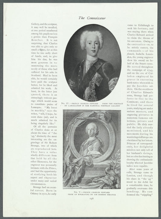 No IV.- Prince Charles Edward from the portrait by Largillière in the National Portrait Gallery.  No. V.--Prince Charles Edward from an engraving by Sir Robert Strange