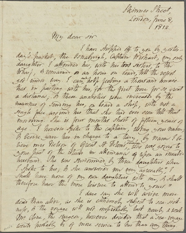 Autograph letter signed to William Thomas Baxter, 8 June 1812
