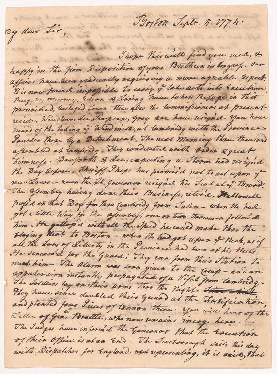 Letter from Rev. Samuel Cooper