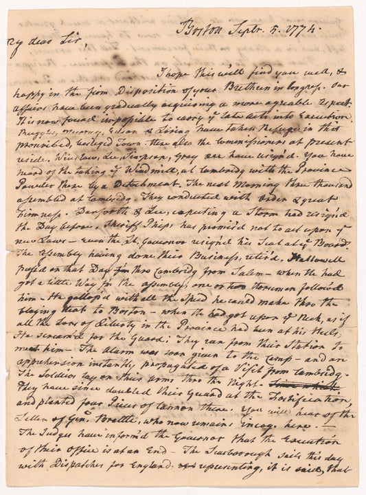 Letter from Rev. Samuel Cooper