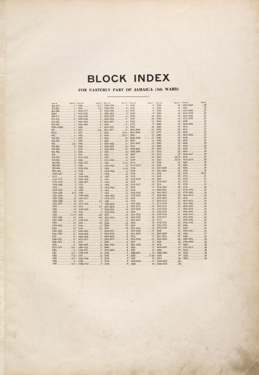 Block Index for Easterly part of Jamaica (4th Ward).