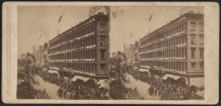 The Seventh Regiment are drawn up opposite the Metropolitan while the Ambasadors enter the carriages, June 18, 1860.